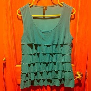 Susan Lawrence | Emerald Green Ruffle Tiered Sleeveless Top